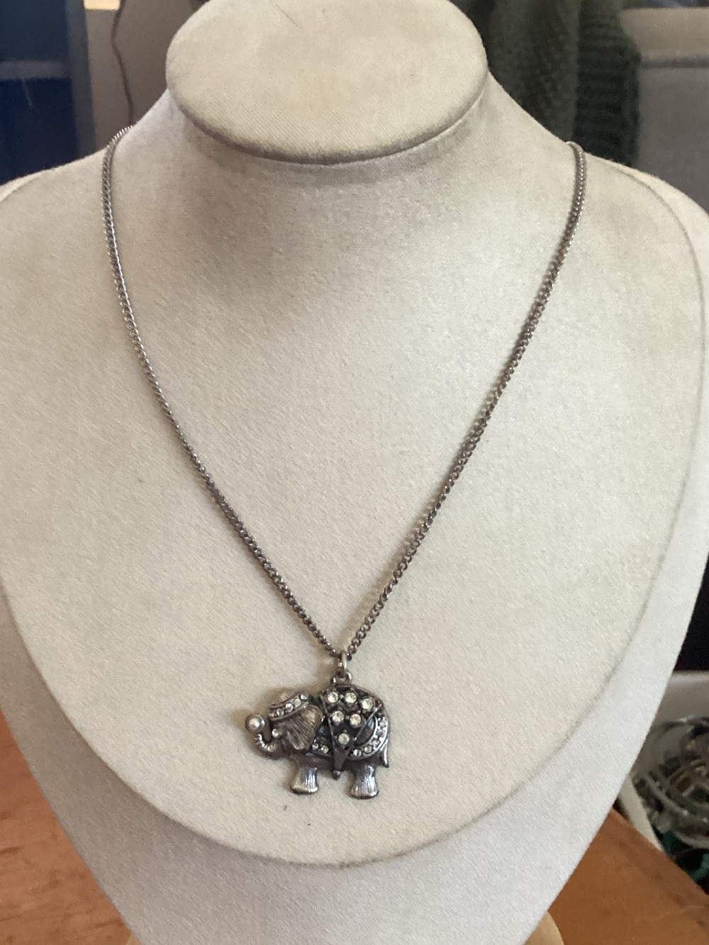 & Other Stories Silver Elephant Pendant with rhinestones Necklace